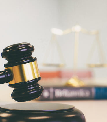 A gavel in a courtroom