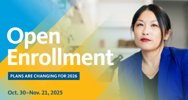 Open Enrollment Banner with woman posing