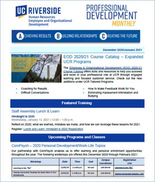 Professional Development Monthly - December 2020/January2021 banner